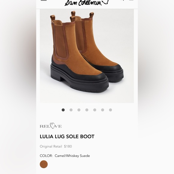 NWT Sam Edelman Lulia Lug sole suede leather boot whiskey and black - Picture 3 of 14